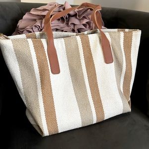 NWOT Canvas Striped Tote